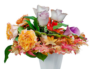 Image showing colorful autumn flower bouquet arrangement centerpiece in vase i