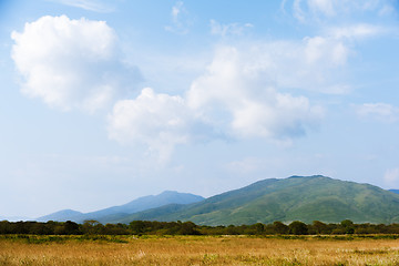 Image showing landscape with beautiful clouds and mountain views,  real scene 