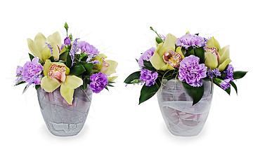 Image showing colorful floral bouquet of roses,cloves and orchids arrangement 