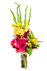 Image showing colorful flower bouquet arrangement centerpiece from gladioluses