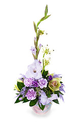 Image showing colorful flower bouquet from gladioluses arrangement centerpiece