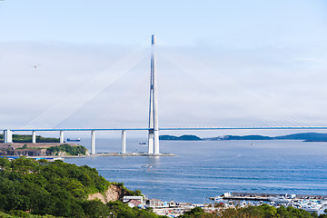 Image showing longest cable-stayed bridge in the world in the Russian Vladivos