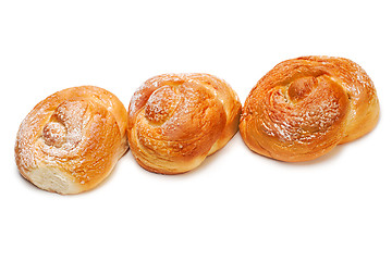 Image showing Fresh buns muffins for breakfast isolated on white background