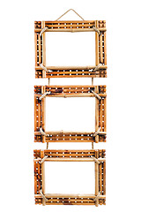 Image showing three bamboo photo frames isolated on white background