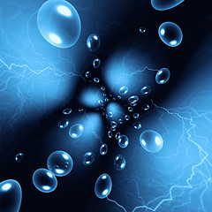 Image showing Abstract background with bubbles and lightning