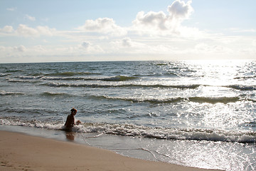 Image showing A woman near the sea