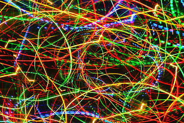 Image showing Motion neon glowing lights lines 