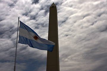 Image showing waving flag and tower 
