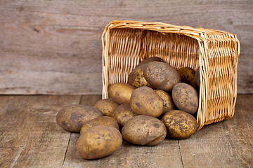 Image showing basket with fresh potatoes 