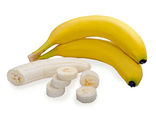 Image showing fresh bananas with pieces isolated on white background