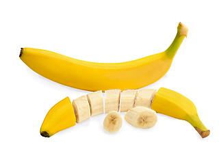 Image showing fresh sliced bananas isolated on white background