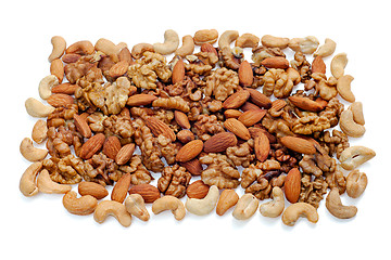 Image showing Group of assorted nuts isolated on white background 