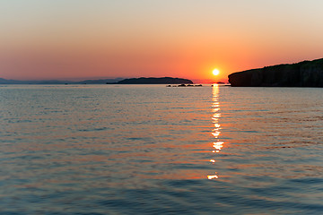 Image showing Russky island, Japan sea at colorful sunset