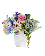 Image showing colorful flower bouquet arrangement centerpiece in vase isolated