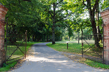 Image showing large antique gate in the park 