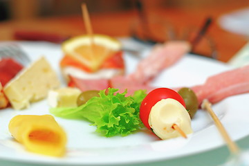 Image showing appetizer, focus on green salad