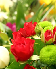 Image showing red roses in a bouquet