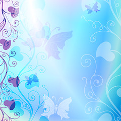 Image showing Gentle blue floral frame