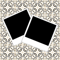 Image showing blank photo frame set polaroid on vintage background