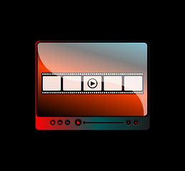 Image showing movie player interface with film strip and digital buttons, raster