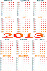 Image showing Simple 2013 year calendar