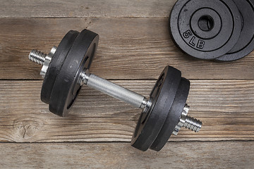 Image showing cast iron dumbbell