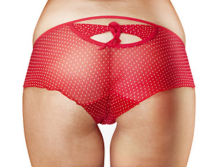 Image showing beautiful woman buttocks in red shorts