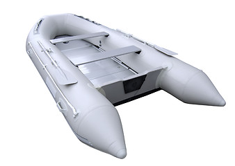 Image showing grey inflatable boat with path