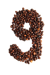 Image showing 9 - number from coffee beans