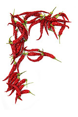 Image showing f - alphabet sign from hot chili