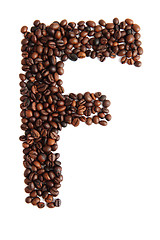 Image showing F - alphabet from coffee beans