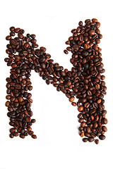 Image showing N - alphabet from coffee beans