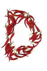 Image showing d - alphabet sign from hot chili