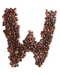 Image showing W - alphabet from coffee beans