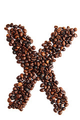 Image showing X - alphabet from coffee beans