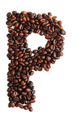 Image showing P - alphabet from coffee beans
