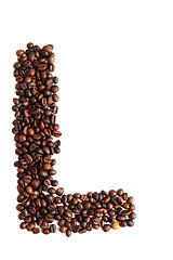 Image showing L - alphabet from coffee beans