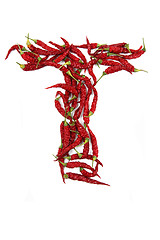 Image showing t - alphabet sign from hot chili