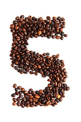 Image showing 5 - number from coffee beans