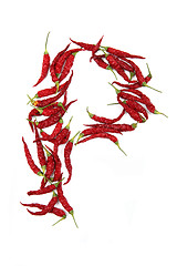 Image showing p - alphabet sign from hot chili