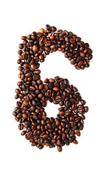 Image showing 6 - number from coffee beans