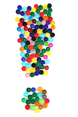 Image showing exclamation sign from the plastic caps