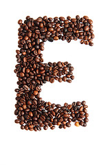 Image showing E - alphabet from coffee beans