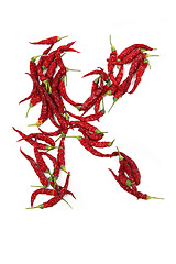 Image showing k - alphabet sign from hot chili