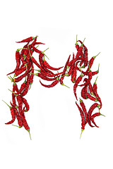 Image showing m - alphabet sign from hot chili