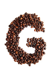 Image showing G - alphabet from coffee beans