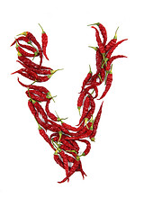 Image showing v - alphabet sign from hot chili