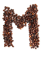Image showing M - alphabet from coffee beans