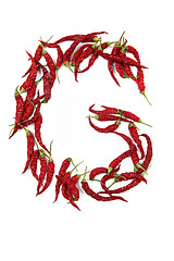 Image showing g - alphabet sign from hot chili