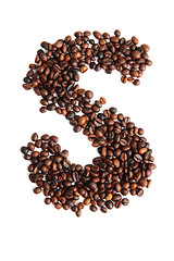 Image showing S - alphabet from coffee beans